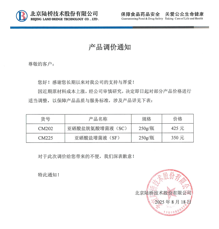 產(chǎn)品調(diào)價(jià)通知